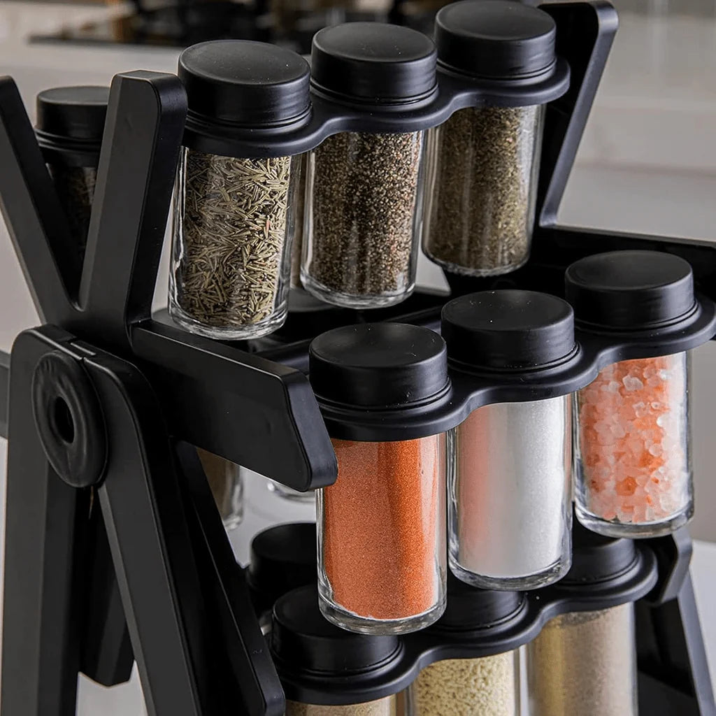 18 Jar Rotating Spice Rack | 360° Countertop Kitchen Organiser