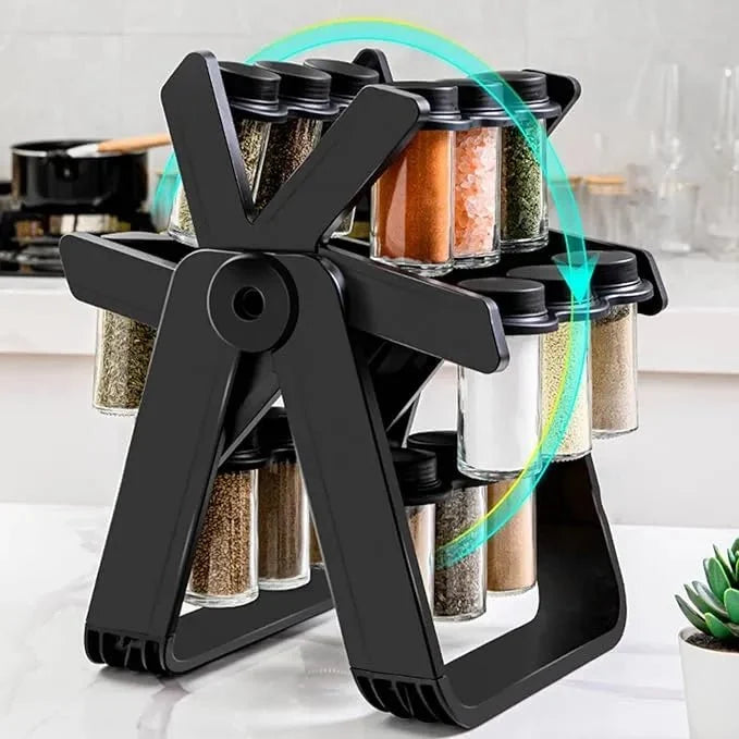18 Jar Rotating Spice Rack | 360° Countertop Kitchen Organiser