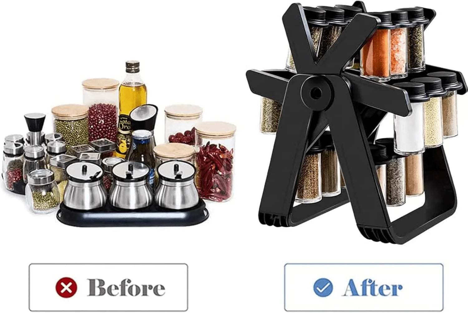 18 Jar Rotating Spice Rack | 360° Countertop Kitchen Organiser