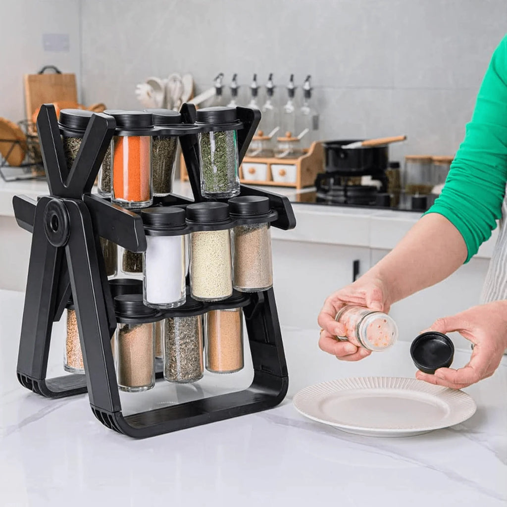 18 Jar Rotating Spice Rack | 360° Countertop Kitchen Organiser
