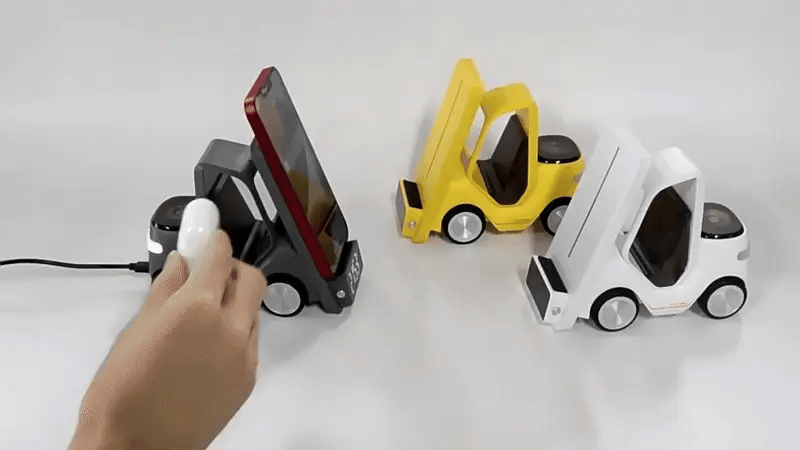 Forklift Wireless Charger Station | 3-in-1 Qi Charging with Clock & Night Light