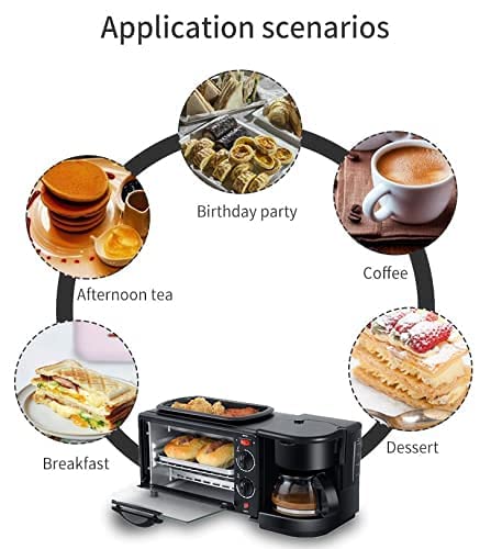 3-in-1 Multifunctional Breakfast Station | Mini Oven, Coffee Maker & Non-Stick Griddle