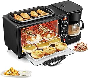 3-in-1 Multifunctional Breakfast Station | Mini Oven, Coffee Maker & Non-Stick Griddle