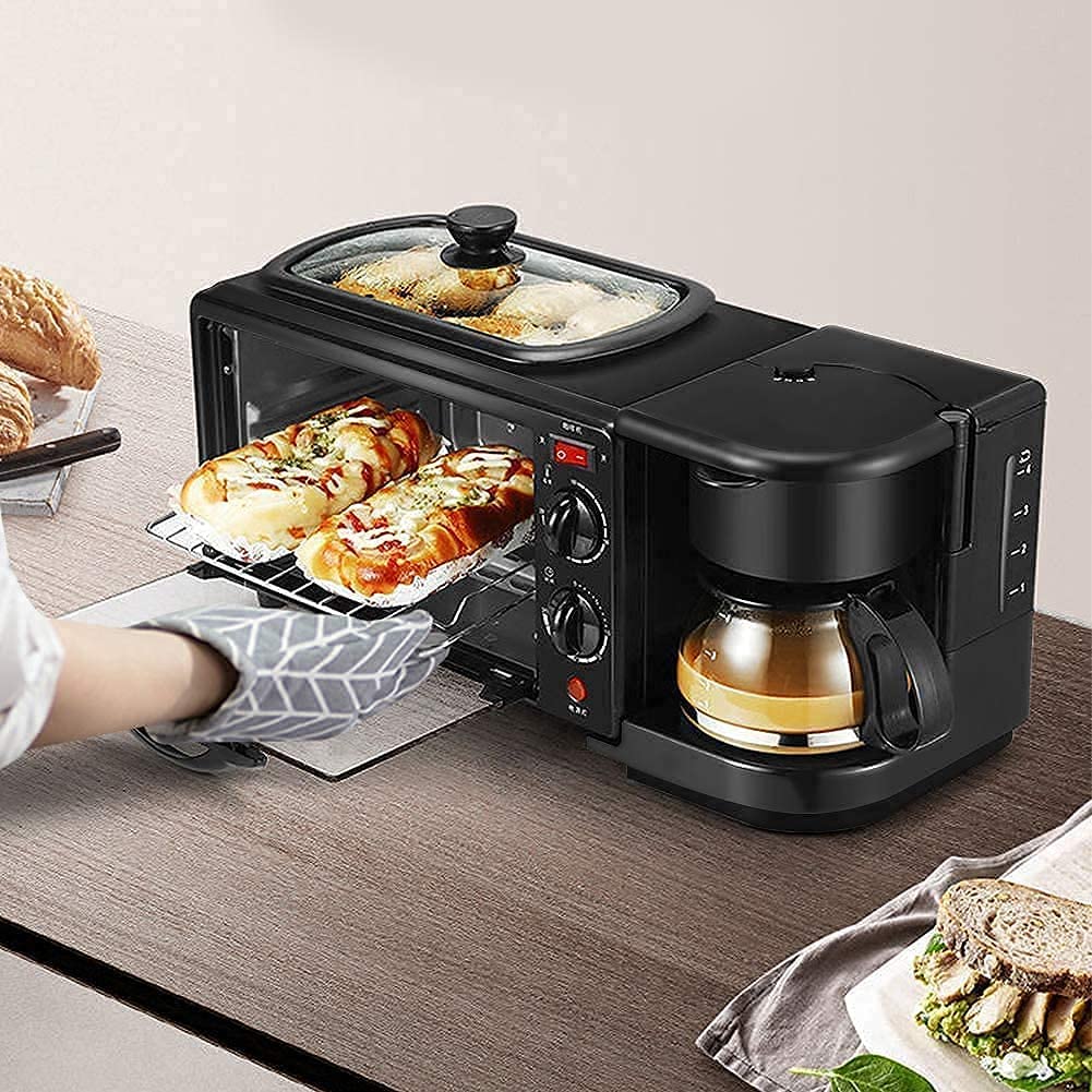 3-in-1 Multifunctional Breakfast Station | Mini Oven, Coffee Maker & Non-Stick Griddle