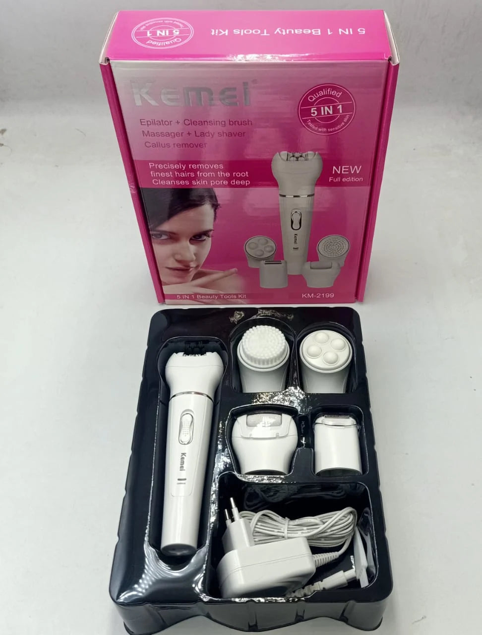 5-in-1 Beauty Tools Kit | Facial Brush, Epilator, Shaver, Massager & Callus Remover