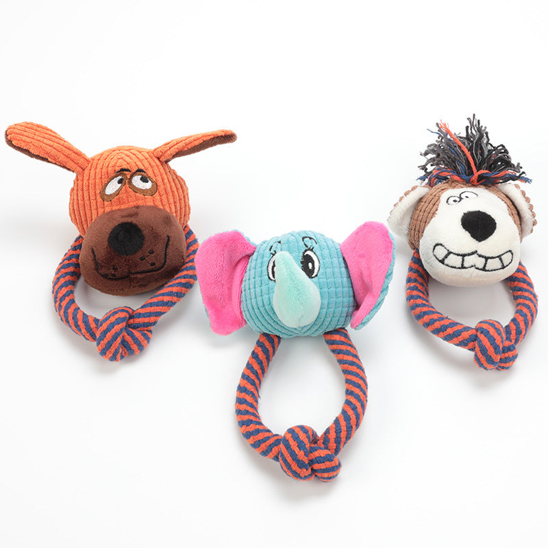 Dog Cotton Rope Chew & Teeth Cleaning Toy | Squeaky Plush Design for Dogs