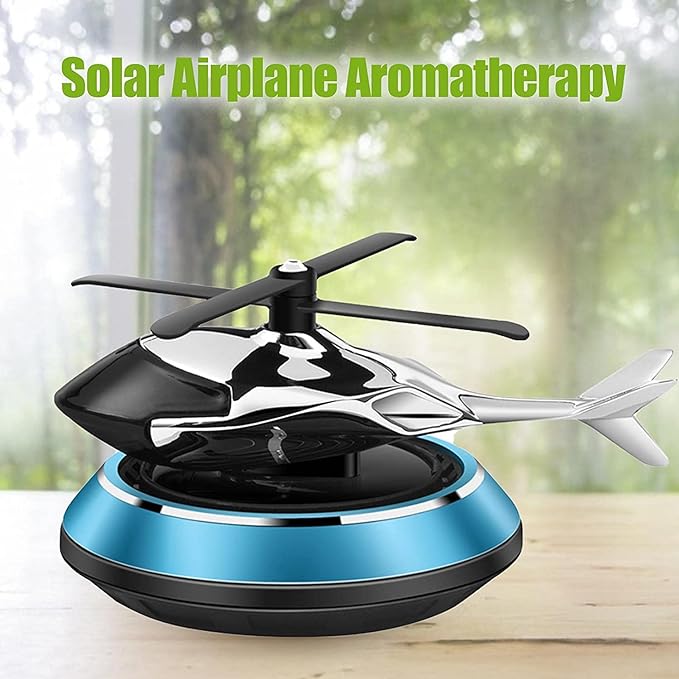 Solar Car Fragrance Diffuser | Rotating Helicopter Design, Alcohol-Free & Nano Aroma Core