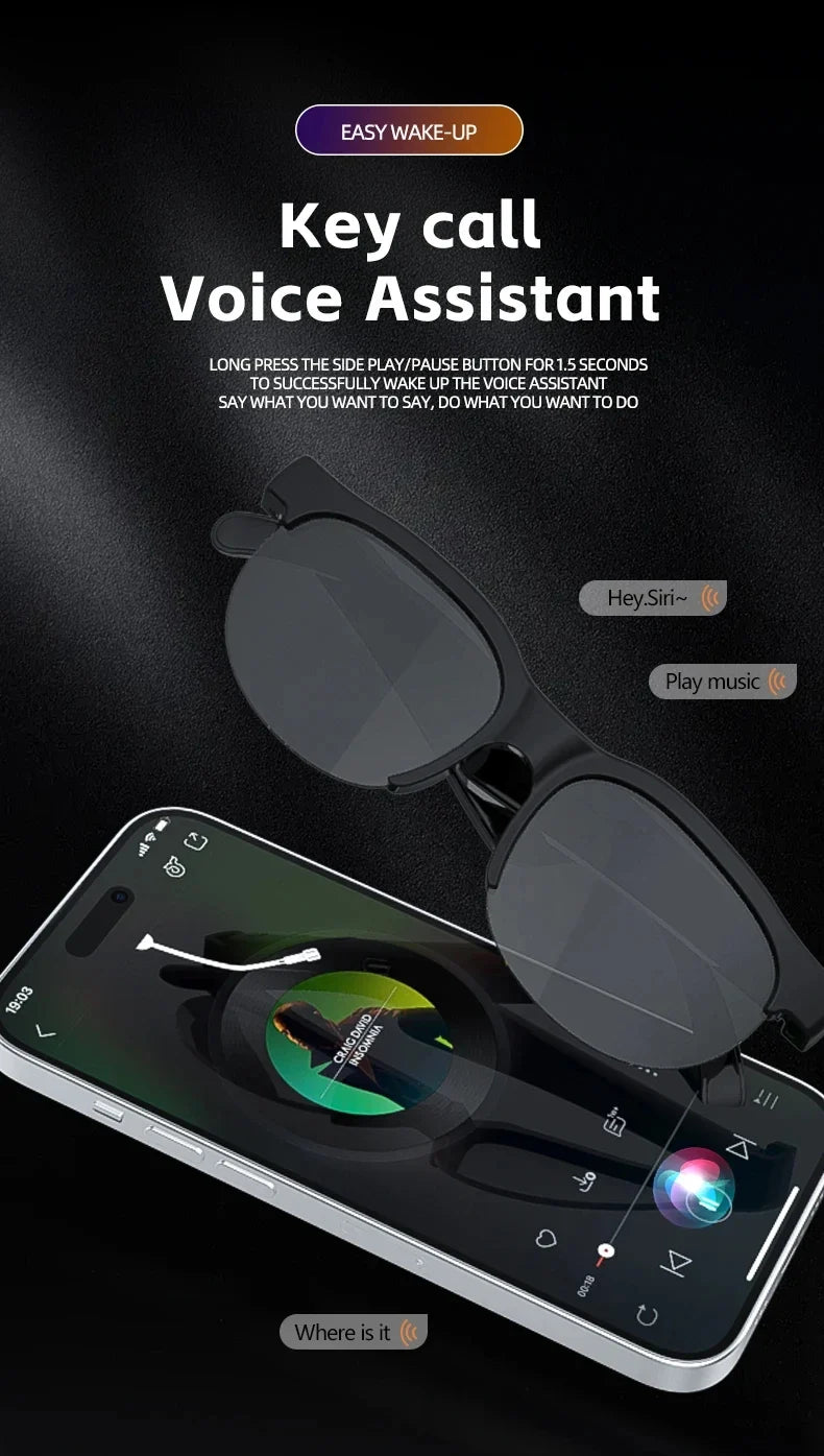 GS8 Wireless Bluetooth Smart Glasses | BT 5.4, Built-In Speakers, 6H Playback & Hands-Free Calls