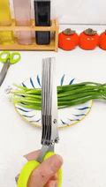 5-Blade Herb Scissors | Stainless Steel Kitchen Herb Cutter with Cleaning Comb
