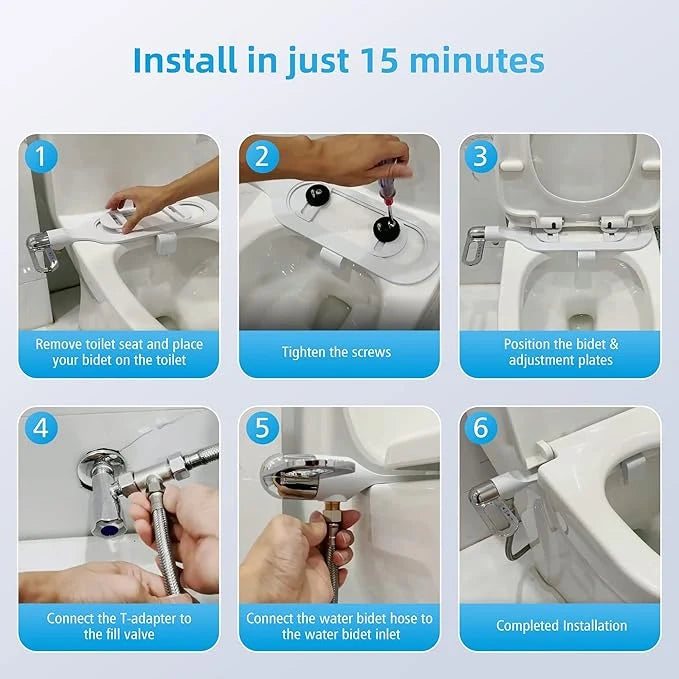Bidet Attachment for Toilet Seat | Dual Spray, Self-Cleaning Nozzle & Adjustable Pressure