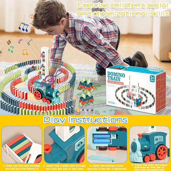 Domino Train Set | Automatic Domino Laying Toy for Kids 3+