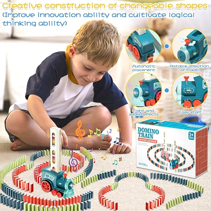 Domino Train Set | Automatic Domino Laying Toy for Kids 3+