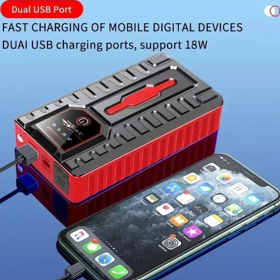 Portable Car Jump Starter & Power Bank | 12V with LED Flashlight & Smart Safety Protection