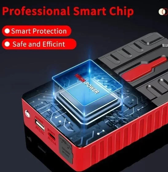 Portable Car Jump Starter & Power Bank | 12V with LED Flashlight & Smart Safety Protection