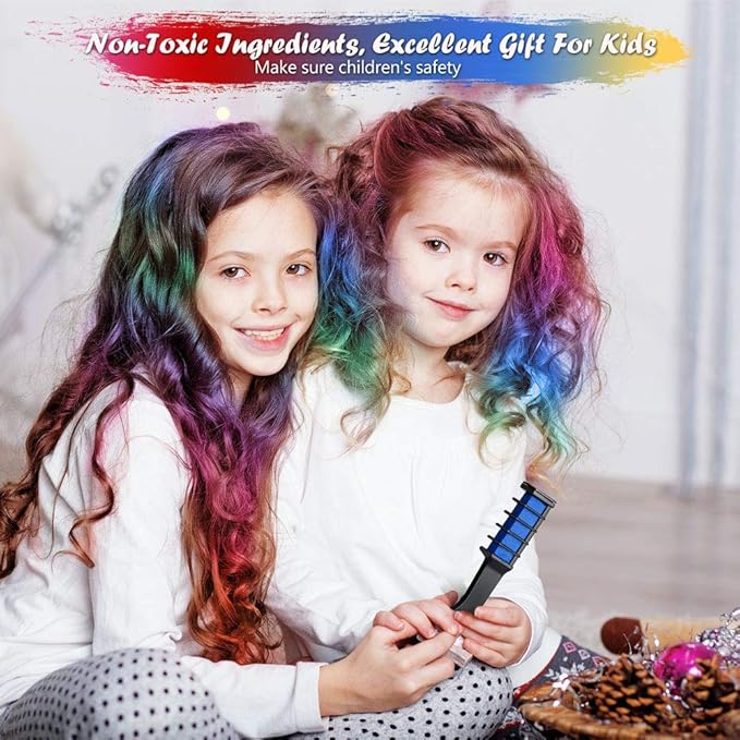 Colorful Hair Chalk Comb Set 10 Pcs | Temporary Hair Dye for Kids & Adults
