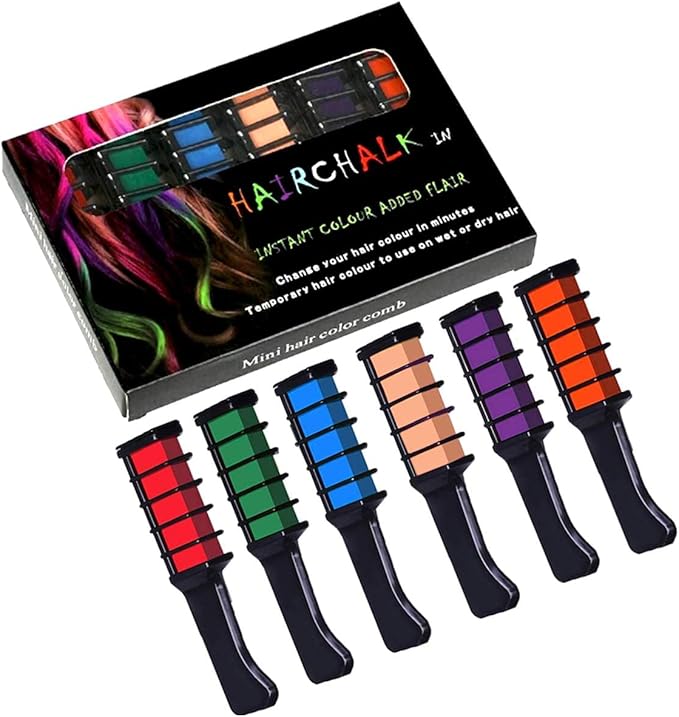 Colorful Hair Chalk Comb Set 10 Pcs | Temporary Hair Dye for Kids & Adults