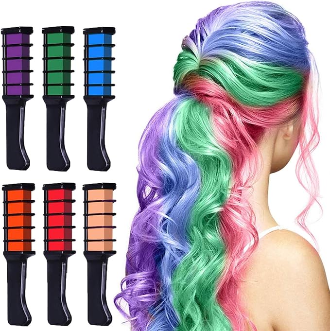 Colorful Hair Chalk Comb Set 10 Pcs | Temporary Hair Dye for Kids & Adults