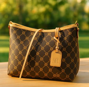 Monogram Tote Bag | Designer-Style Shoulder Bag with Leather Accents