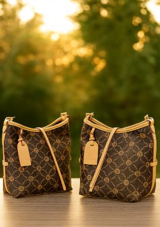 Monogram Tote Bag | Designer-Style Shoulder Bag with Leather Accents