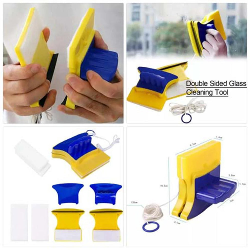 Double-Sided Magnetic Glass Cleaner | Clean Both Sides Simultaneously with Safety Rope