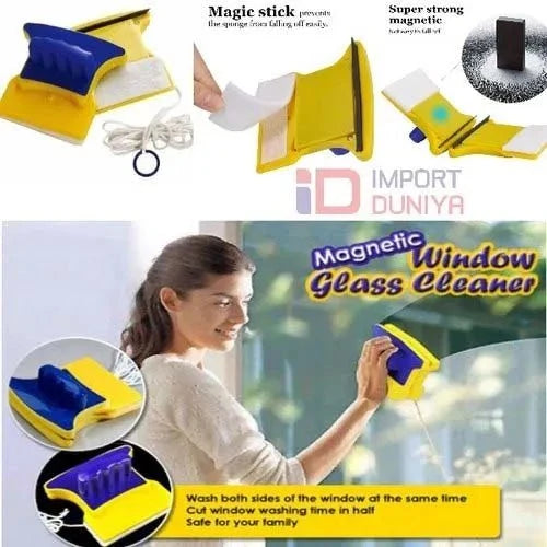 Double-Sided Magnetic Glass Cleaner | Clean Both Sides Simultaneously with Safety Rope