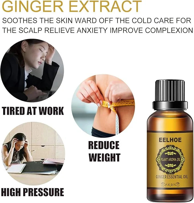 EELHOE Ginger Essential Oil | Warming Massage & Aromatherapy Oil 30ml