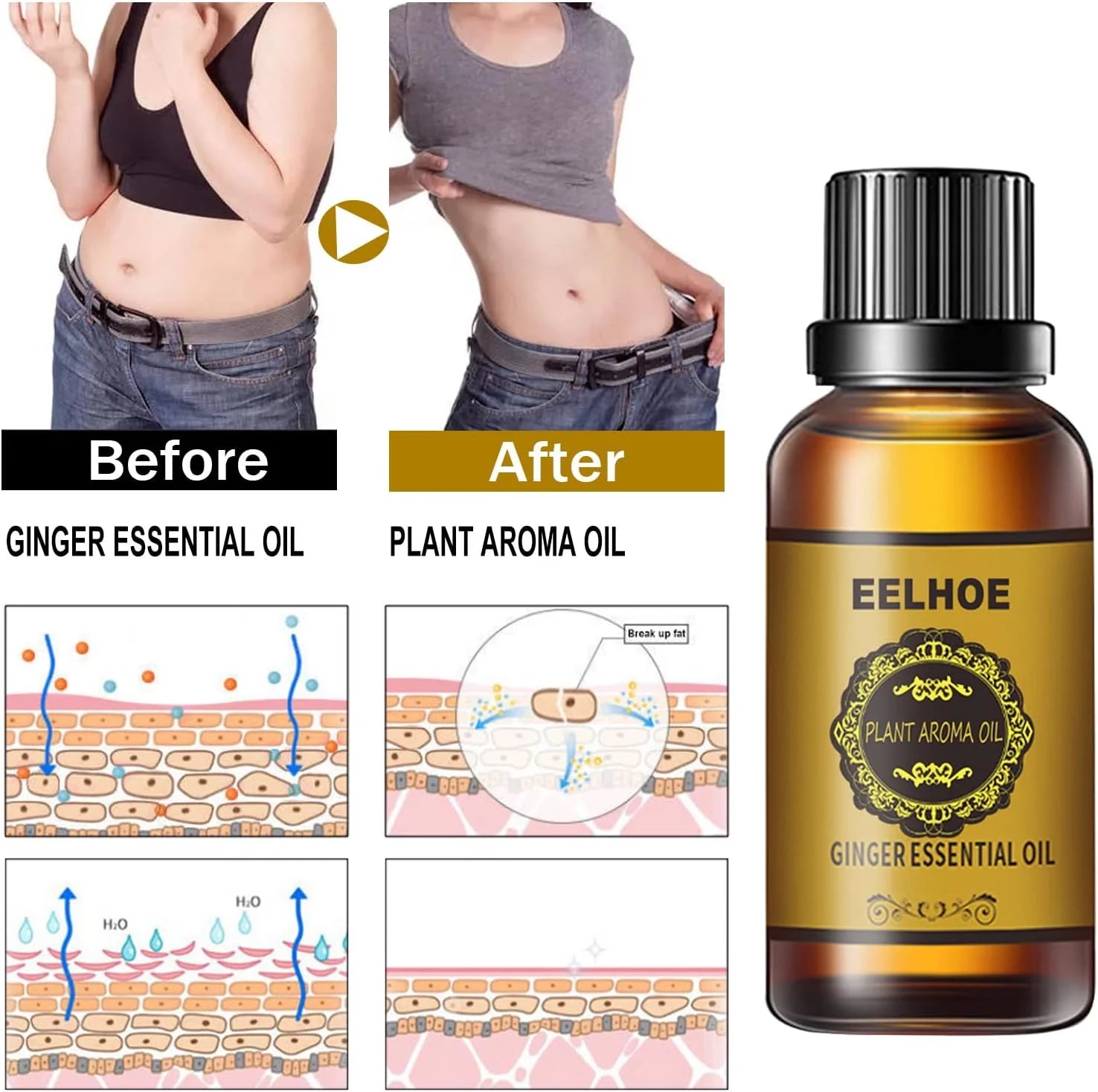 EELHOE Ginger Essential Oil | Warming Massage & Aromatherapy Oil 30ml