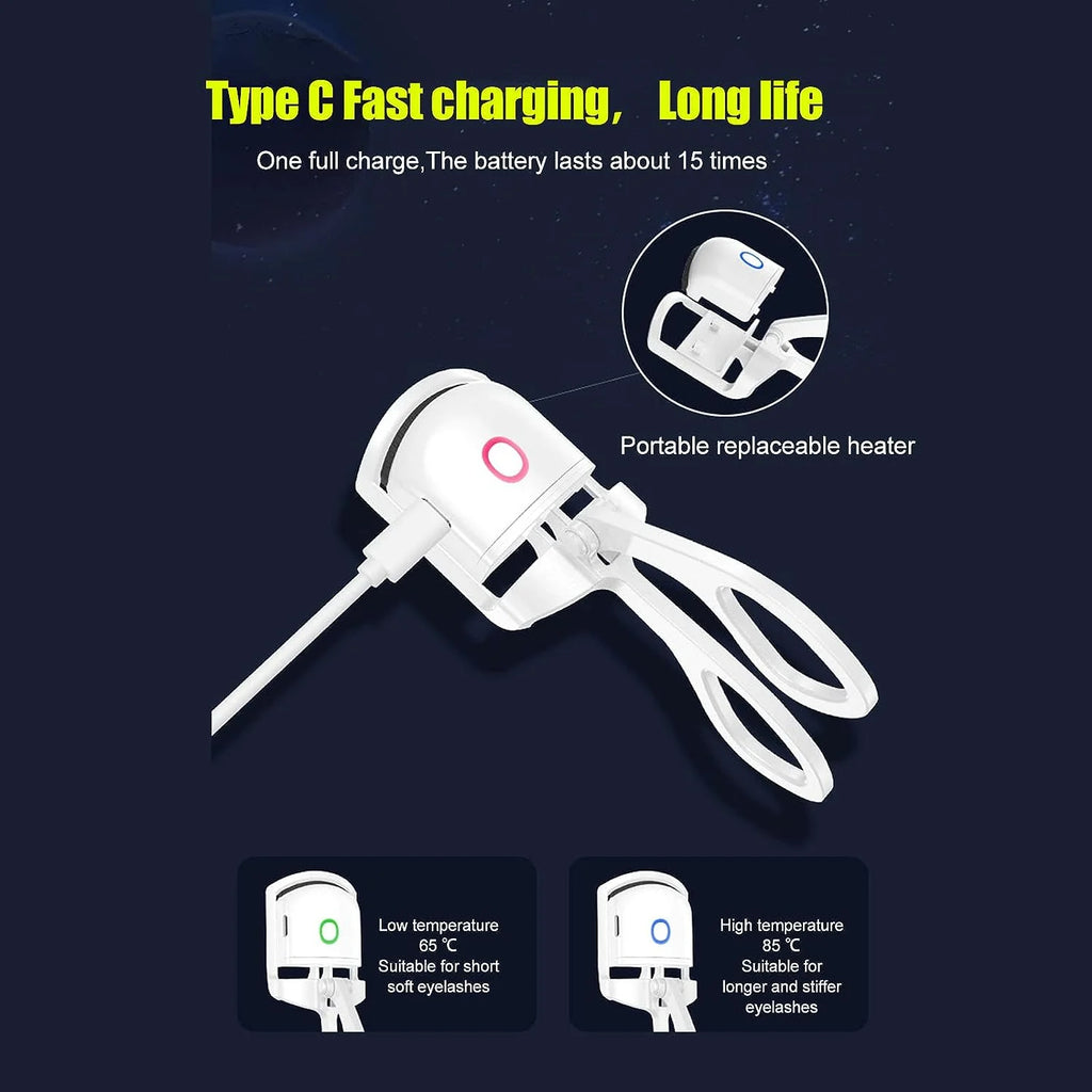 Electric Heated Eyelash Curler | 10-Second Heat-Up, Adjustable Temperature & USB Rechargeable