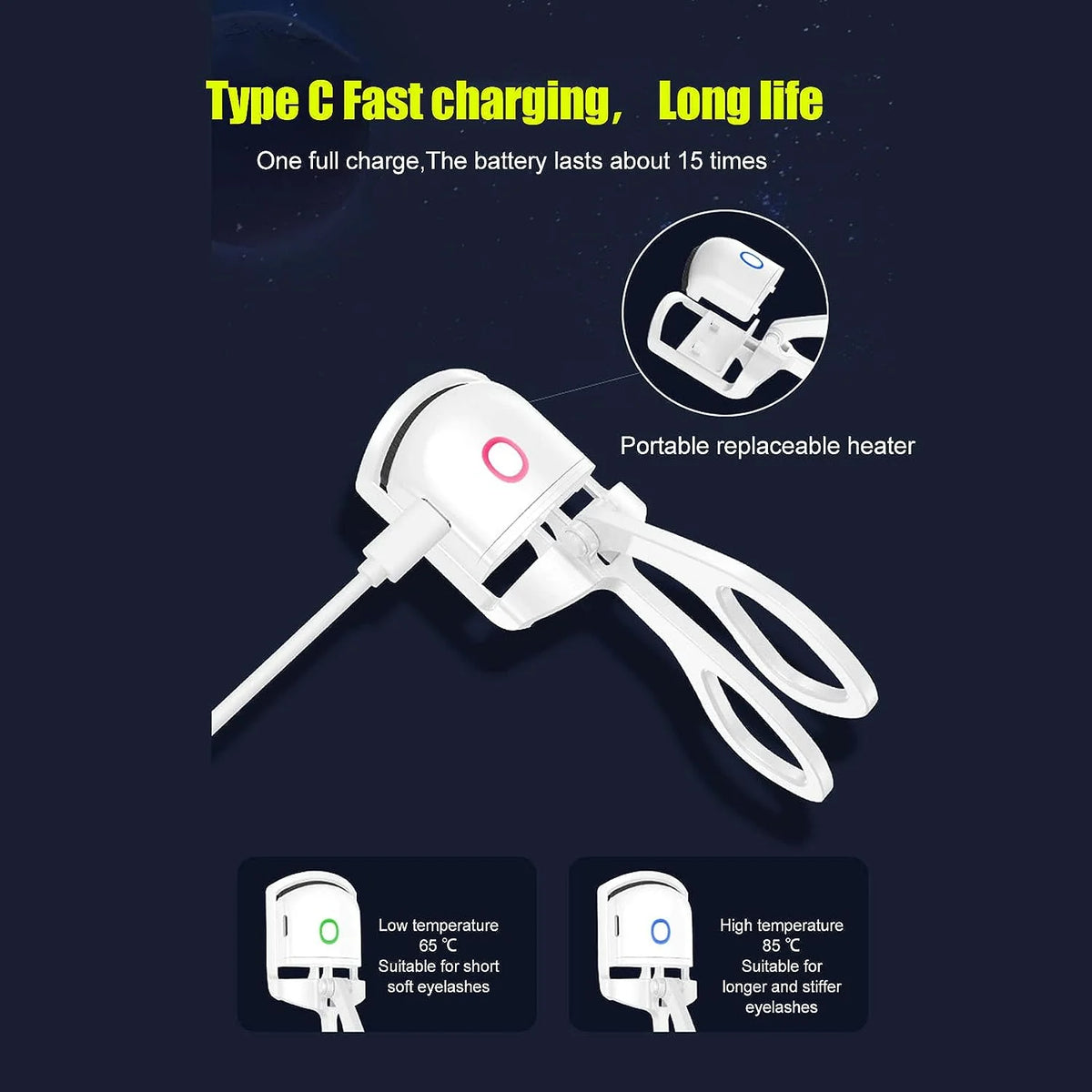 Electric Heated Eyelash Curler | 10-Second Heat-Up, Adjustable Temperature & USB Rechargeable