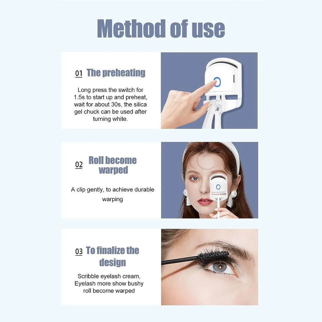 Electric Heated Eyelash Curler | 10-Second Heat-Up, Adjustable Temperature & USB Rechargeable