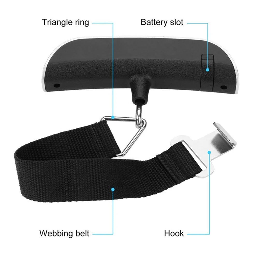 Electronic Luggage Scale | 50kg Capacity, Backlit LCD, Tare Function & Multi-Unit Display