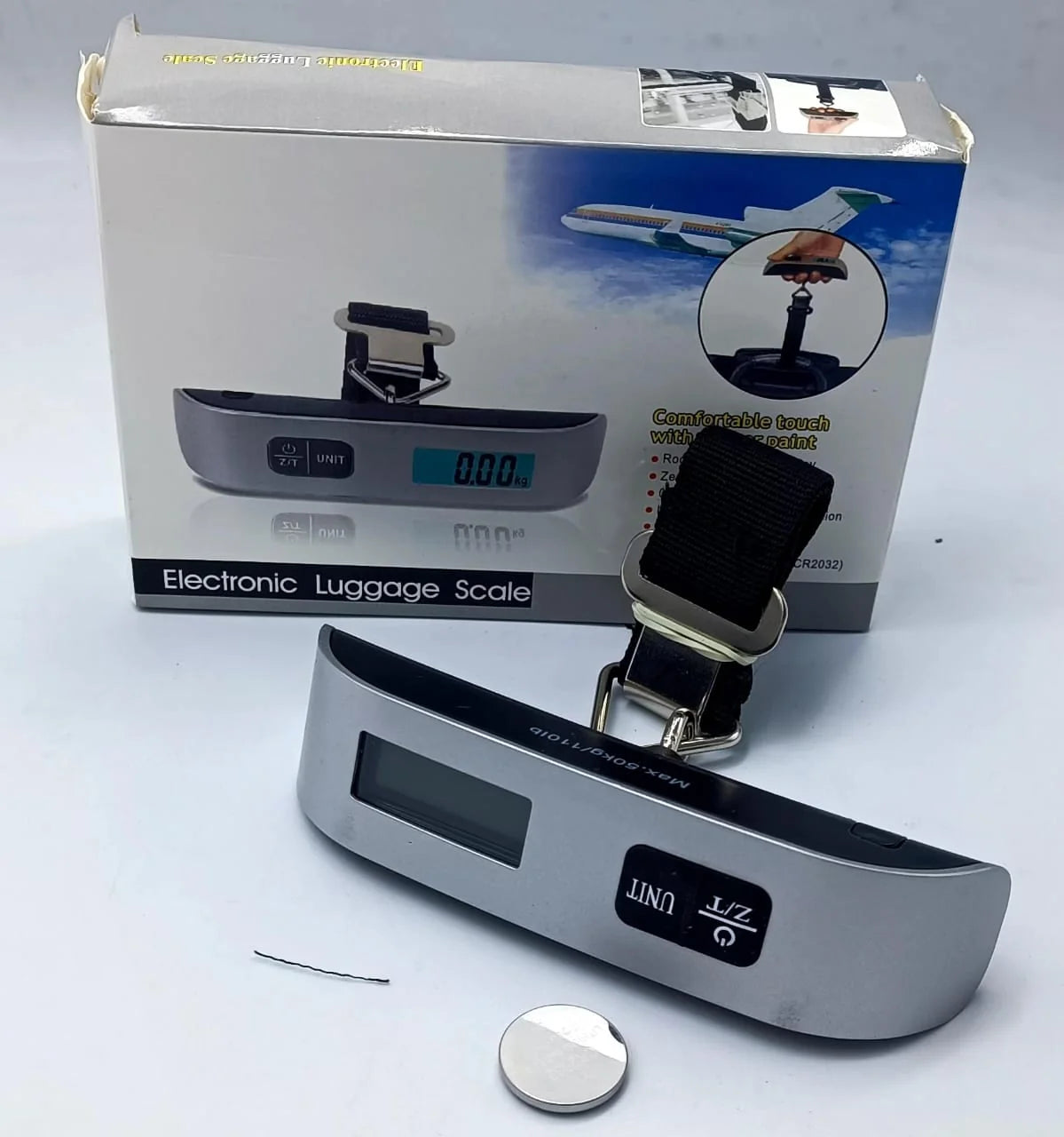 Electronic Luggage Scale | 50kg Capacity, Backlit LCD, Tare Function & Multi-Unit Display