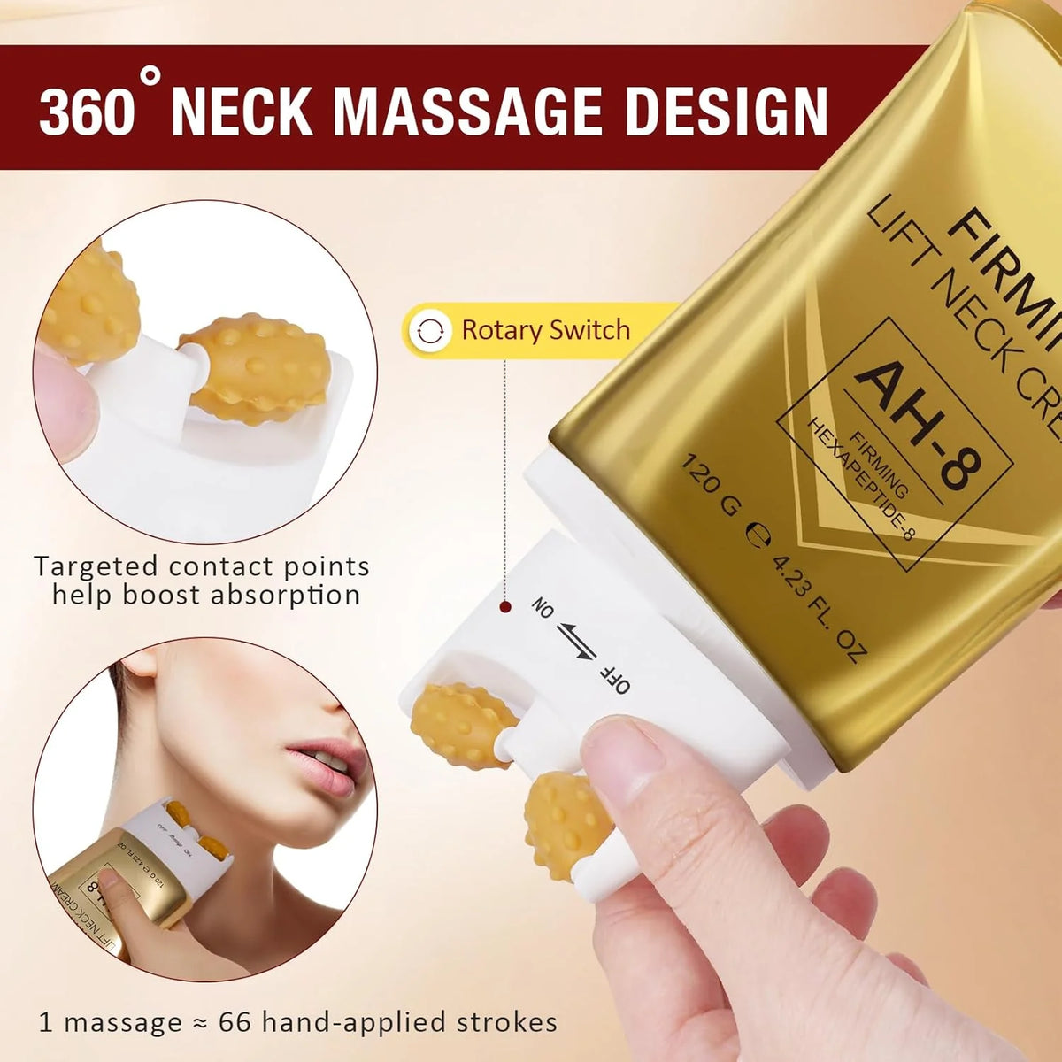 AH-8 Firming Lifting Neck Cream | Hexapeptide-8 Anti-Aging Formula for Neck & Décolletage | 120g