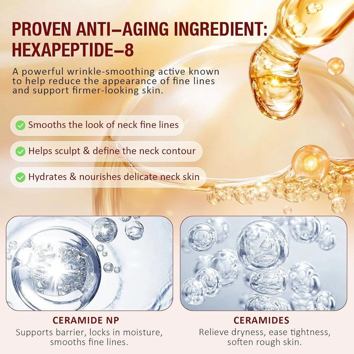 AH-8 Firming Lifting Neck Cream | Hexapeptide-8 Anti-Aging Formula for Neck & Décolletage | 120g