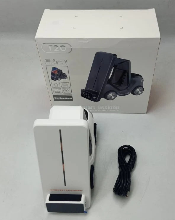Forklift Wireless Charger Station | 3-in-1 Qi Charging with Clock & Night Light