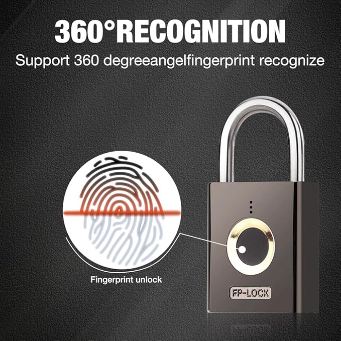 Golden Fox Fingerprint Padlock | 0.5-Second Biometric Unlock, Weatherproof & Keyless Security