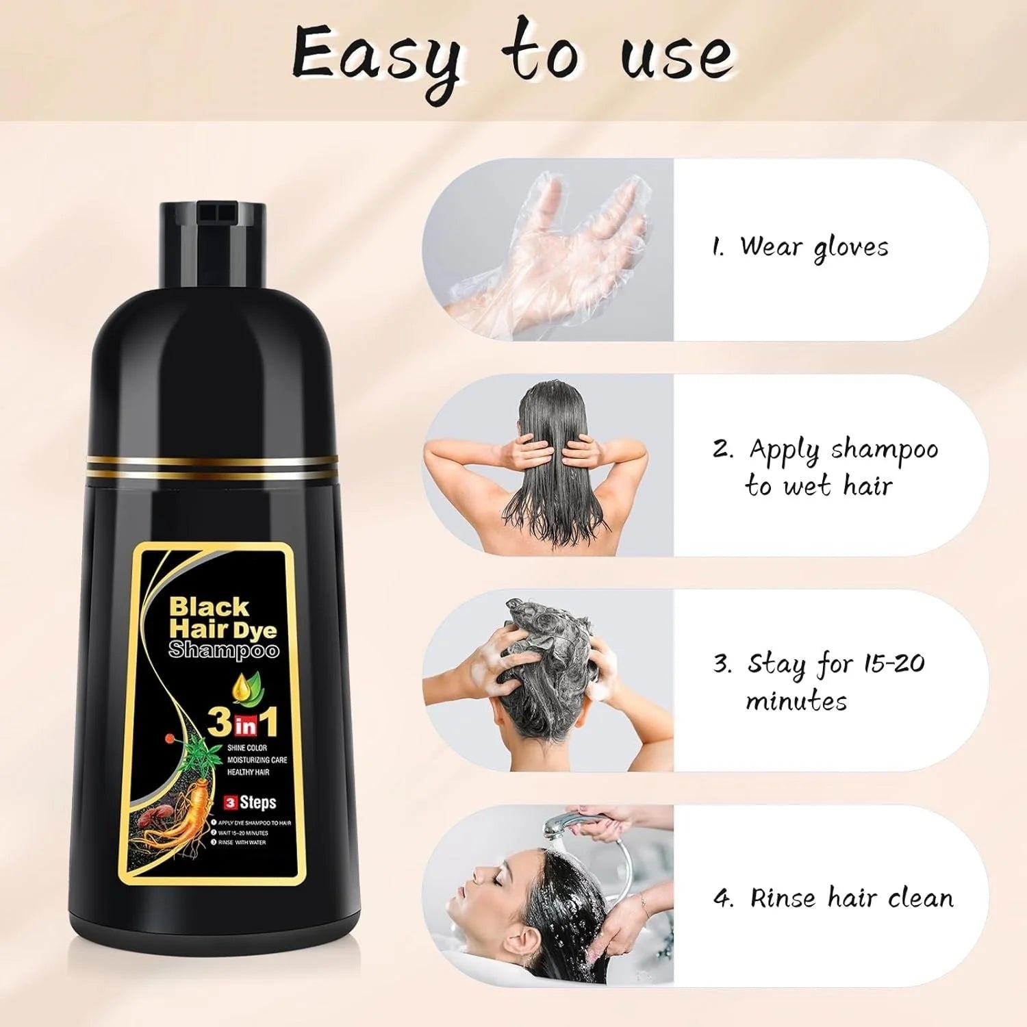 Hair Dye Shampoo 500ml | Instant Color, Nourishing & Strengthening Formula