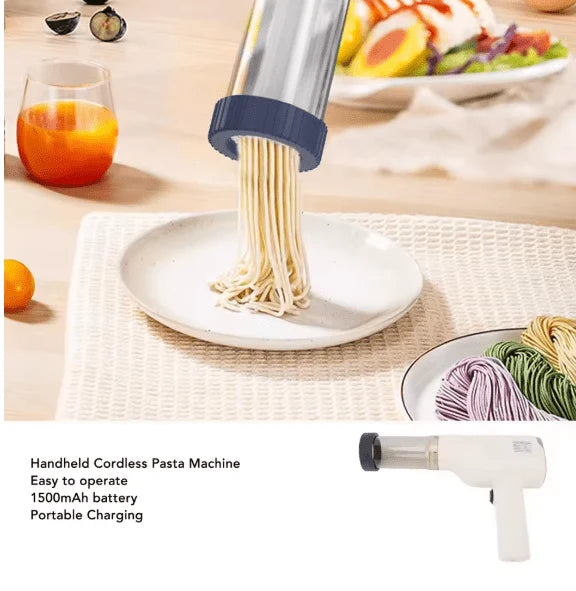 Hand-Held Automatic Noodle Maker | 40W USB Rechargeable, 1500mAh Battery & Interchangeable Moulds
