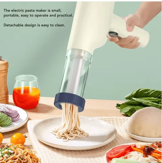 Hand-Held Automatic Noodle Maker | 40W USB Rechargeable, 1500mAh Battery & Interchangeable Moulds