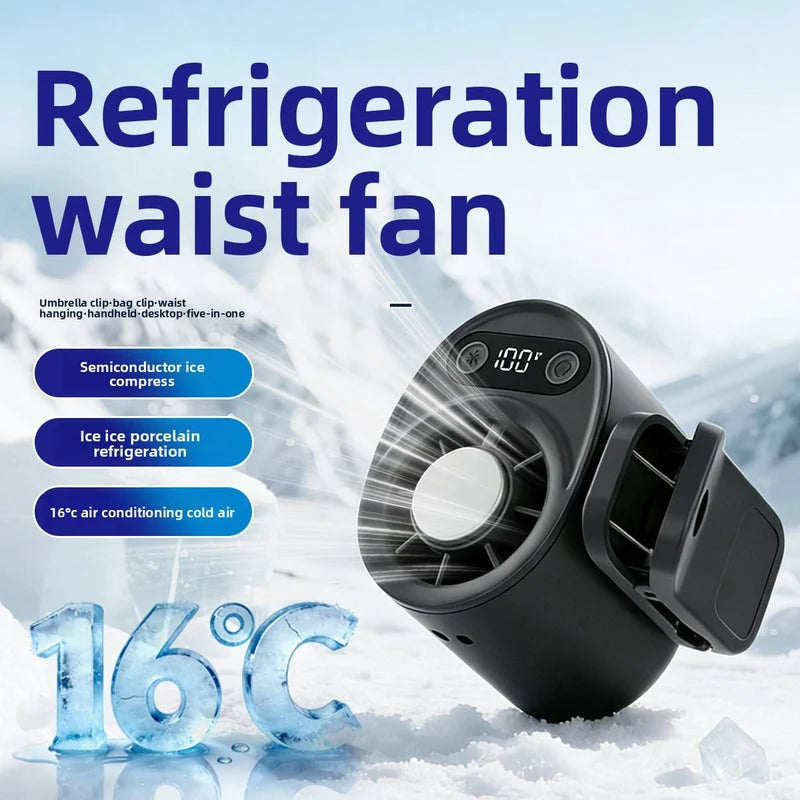 Handheld Waist Mounted Fan | Rechargeable, Digital Display & Clip-On Portable Cooling Fan