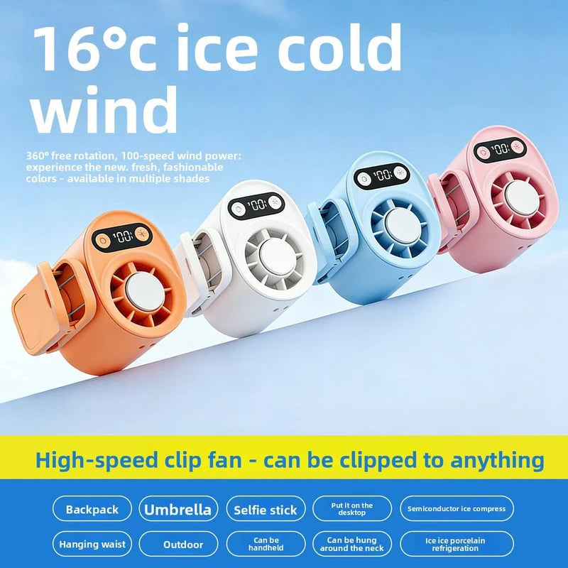 Handheld Waist Mounted Fan | Rechargeable, Digital Display & Clip-On Portable Cooling Fan