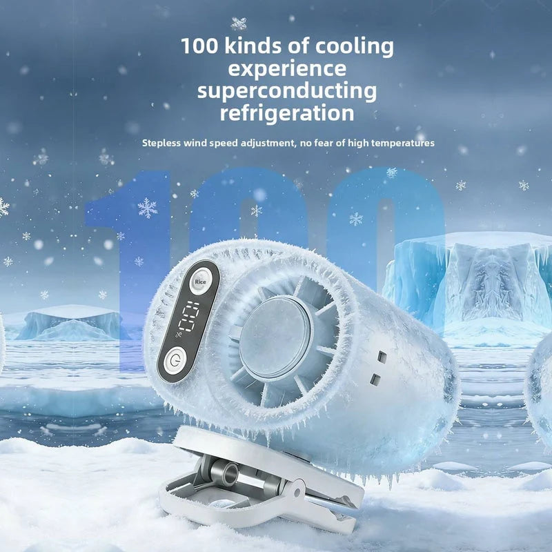 Handheld Waist Mounted Fan | Rechargeable, Digital Display & Clip-On Portable Cooling Fan