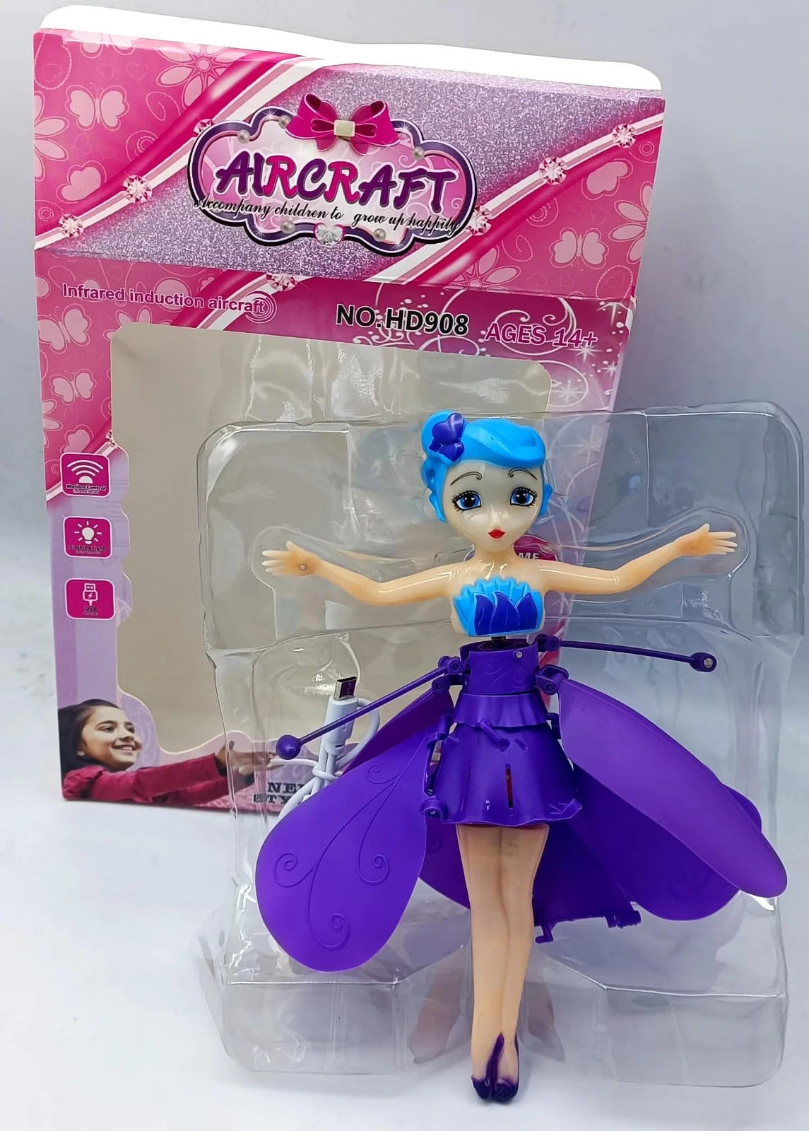 Magic Flying Fairy Princess Doll | Hand-Sensor RC Flying Toy with Fluttering Wings & USB Charging