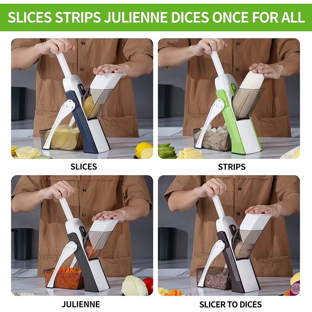 Manual Vegetable Cutter & Mandoline Slicer | 4-in-1 Adjustable Thickness