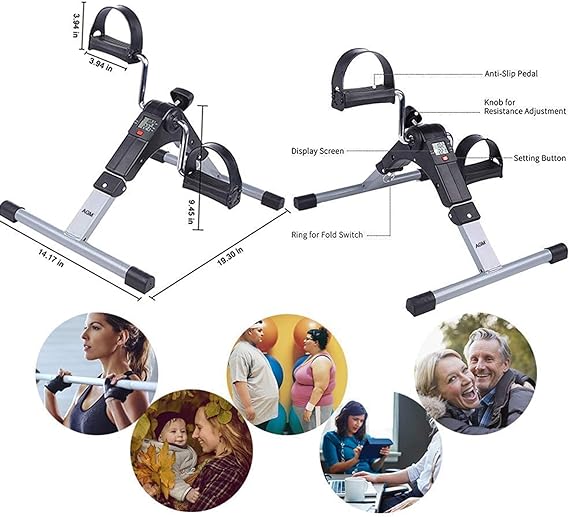 Mini Portable Pedal Exercise Bike | Adjustable Resistance, LCD Monitor & Anti-Slip Pedals