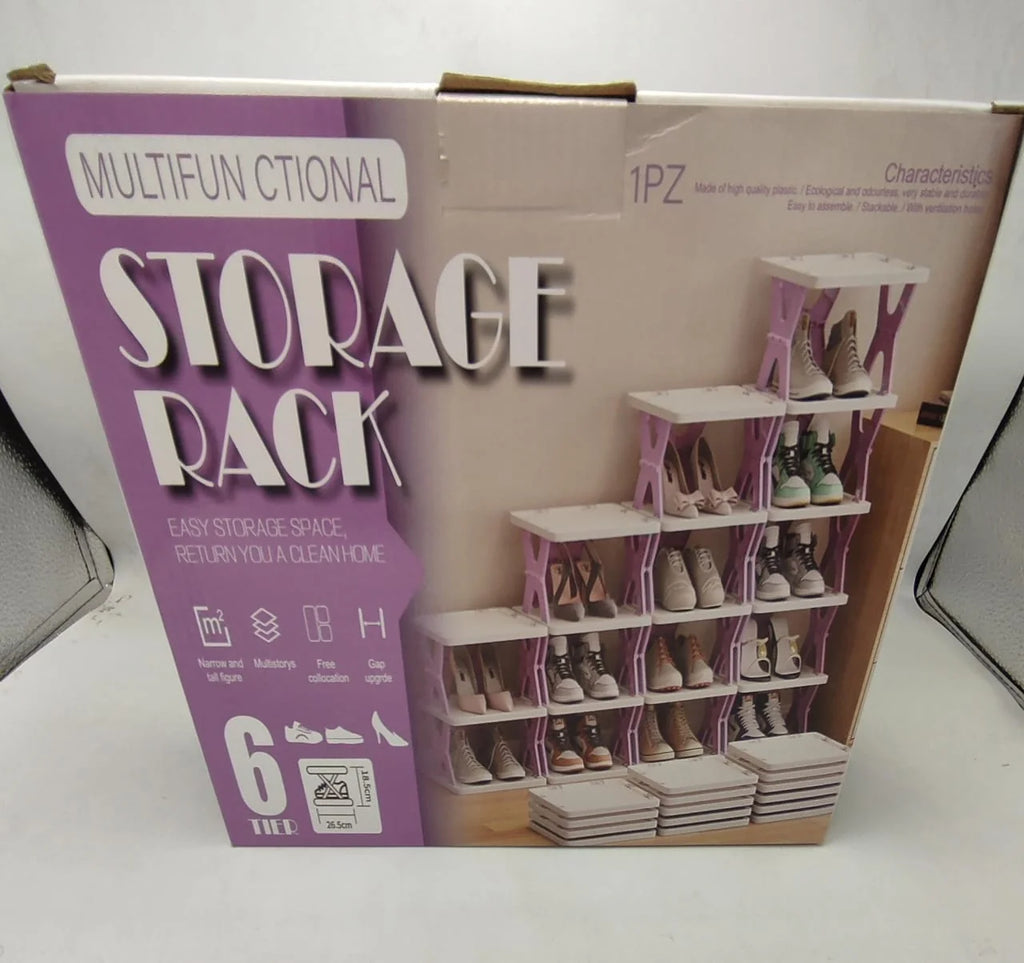 6-Tier Multifunctional Storage Rack | Stackable Shoe & Room Organiser
