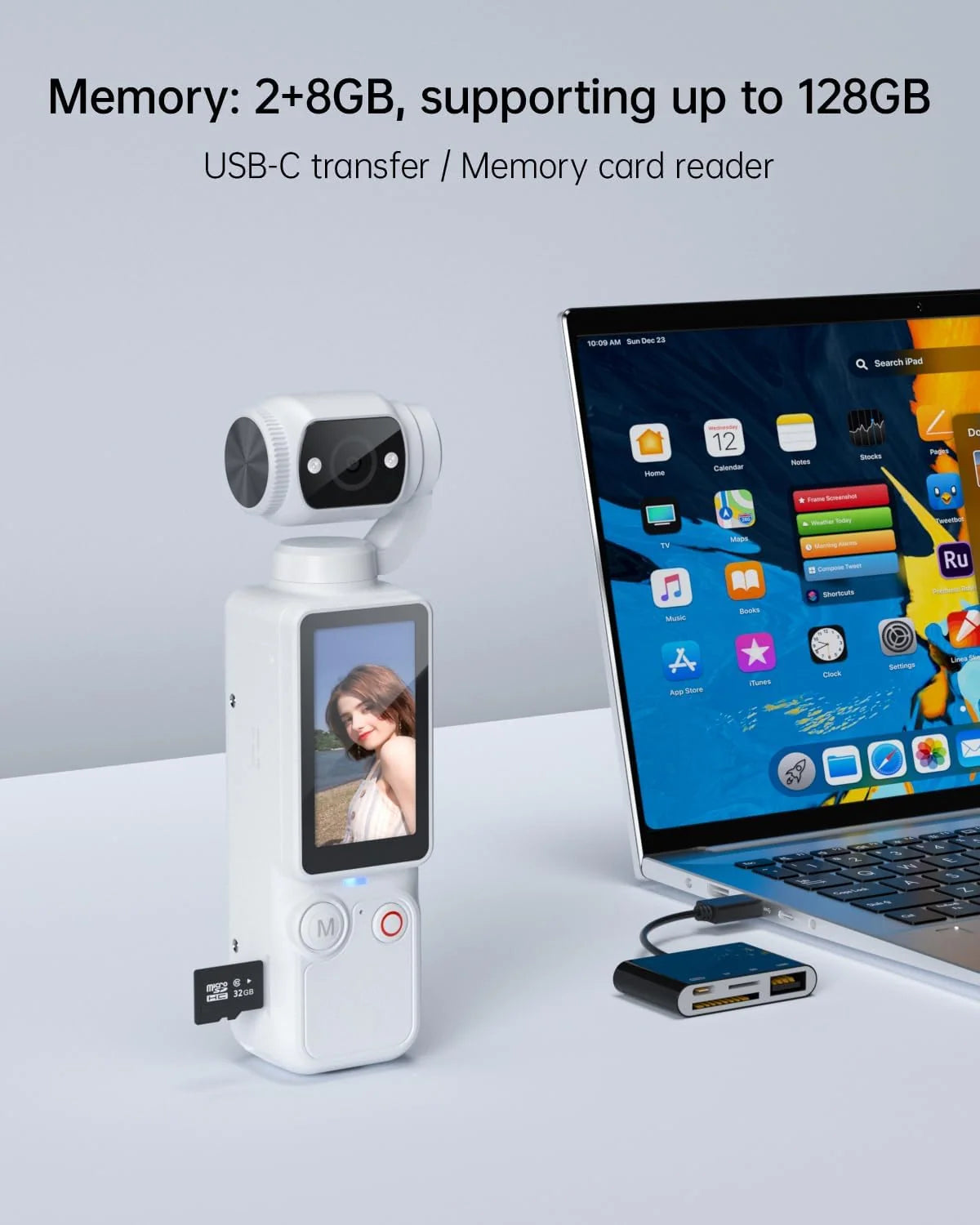 OZOT Q8 4K Handheld Gimbal Camera | Built-In Stabilizer, 2" IPS Screen & Auto-Focus