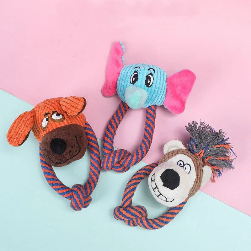 Dog Cotton Rope Chew & Teeth Cleaning Toy | Squeaky Plush Design for Dogs