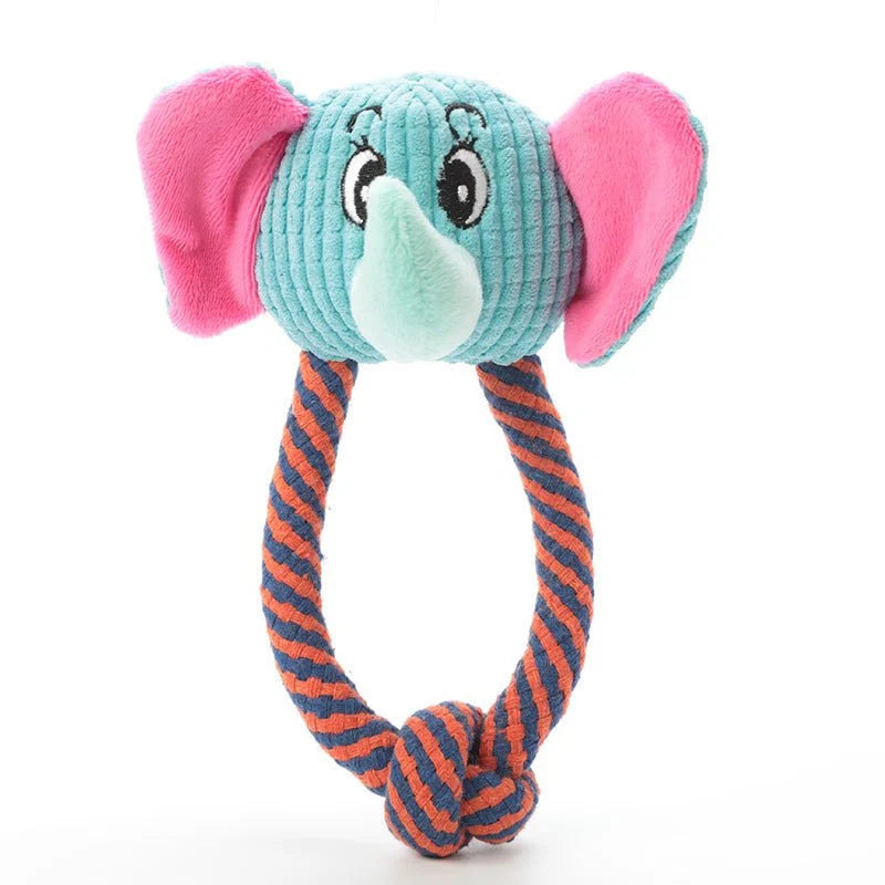 Dog Cotton Rope Chew & Teeth Cleaning Toy | Squeaky Plush Design for Dogs