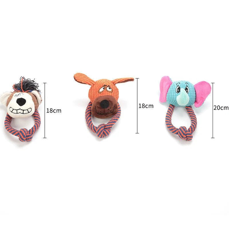 Dog Cotton Rope Chew & Teeth Cleaning Toy | Squeaky Plush Design for Dogs